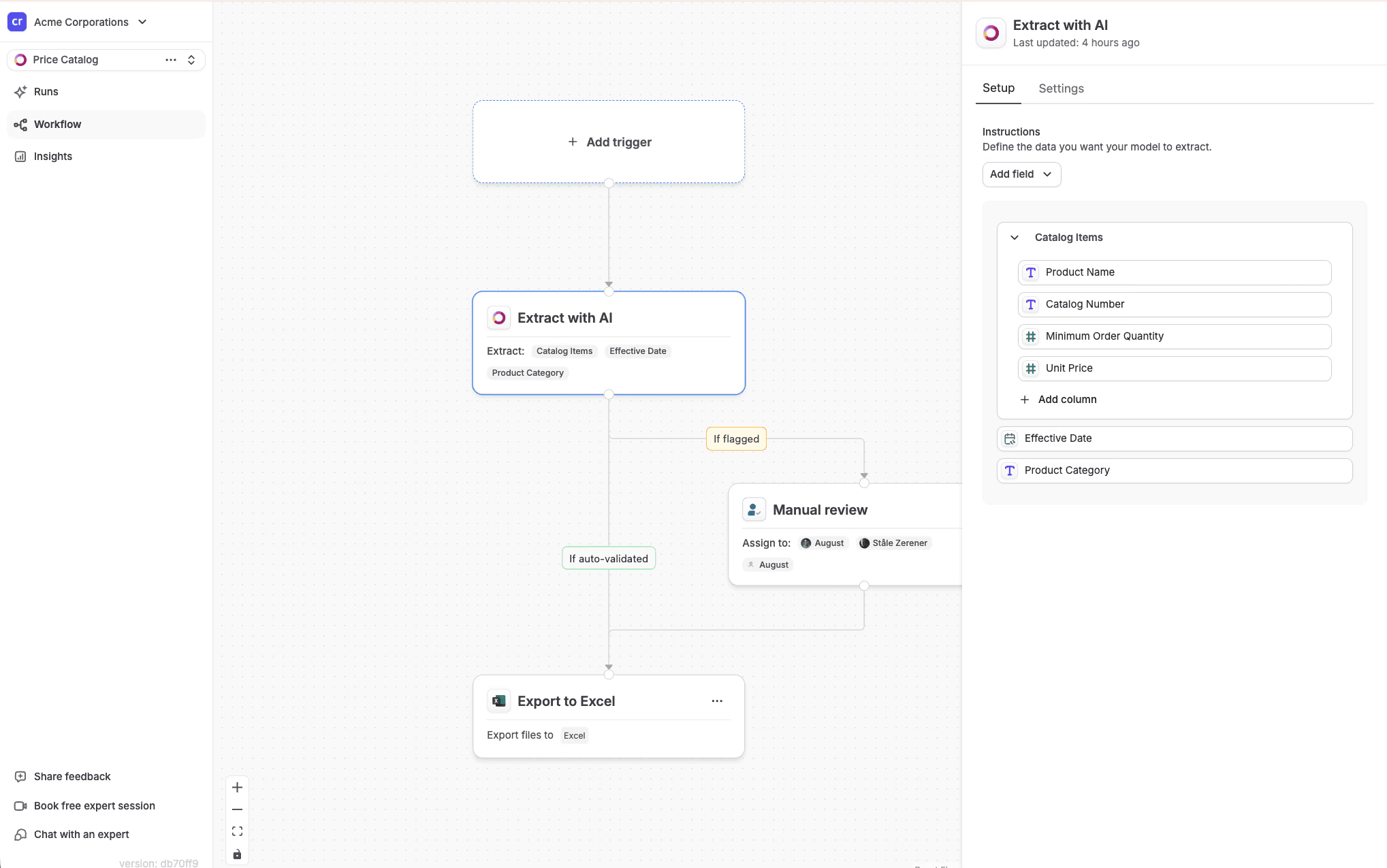 Customizing the table extraction fields