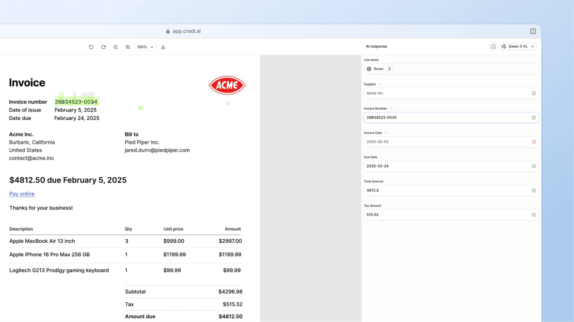 Visualizing attention maps on documents